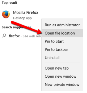 Mozilla Firefox > Open file location” width=”250″ height=”268″></p>
<p>3. Mengklik kanan Firefox dan memilih Properties.</p>
<p><img decoding=